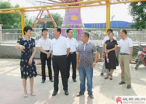 市领导司红玉、李林祥带领有关部门和街道负责同志到大禹公园梦幻游乐园项目进行调研